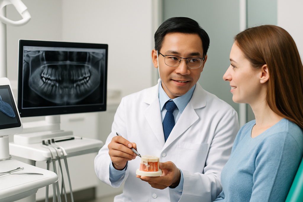 Vietnamese dentist performing high-quality dental work for an international patient
