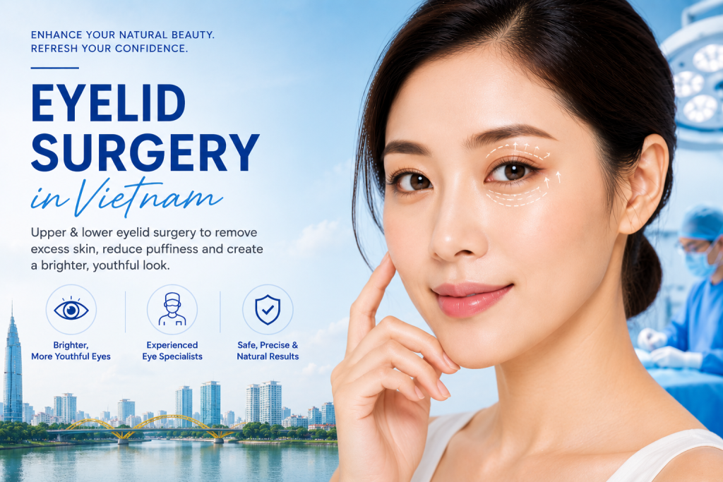 Eyelid surgery in Vietnam for upper and lower eyelid rejuvenation with natural-looking results