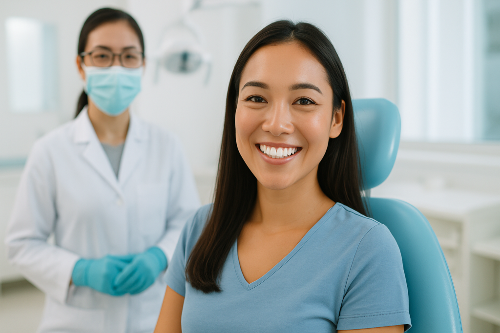 Full Smile Makeover in Vietnam – patient after cosmetic dental treatment in a modern clinic.