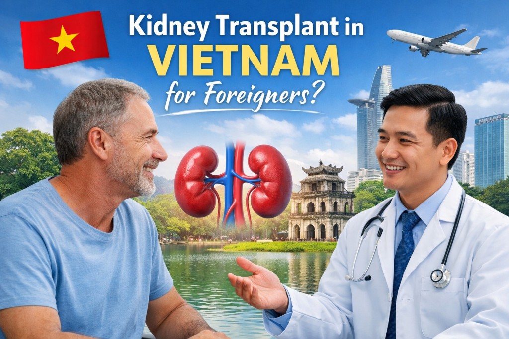 Foreign patient consulting a Vietnamese doctor about kidney transplant in Vietnam for international patients.