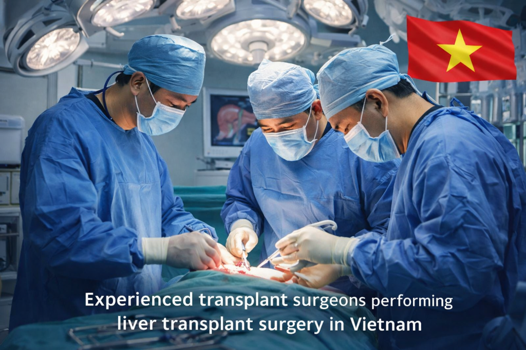 Liver transplant surgery performed by experienced surgeons in a modern hospital in Vietnam