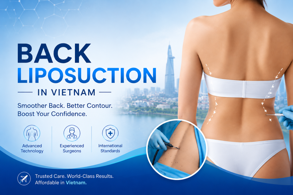 Back liposuction in Vietnam for upper and lower back fat removal at an advanced cosmetic surgery clinic