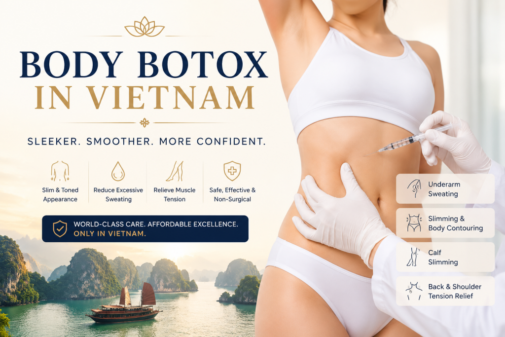 Body Botox in Vietnam treatment for slimming, excessive sweating reduction, and non surgical body contouring at a modern cosmetic clinic