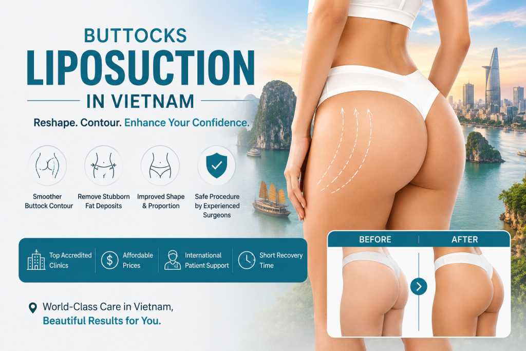 Buttocks liposuction in Vietnam for smoother body contour and removal of stubborn fat around the buttocks area