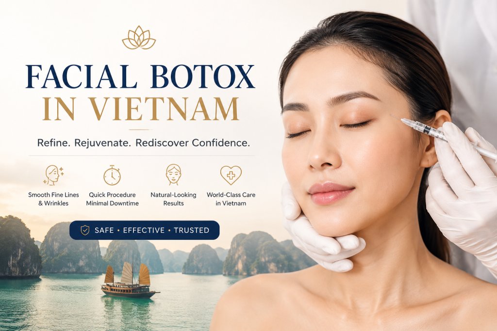 Facial Botox in Vietnam treatment at a modern cosmetic clinic with anti wrinkle injection procedure for international medical tourists