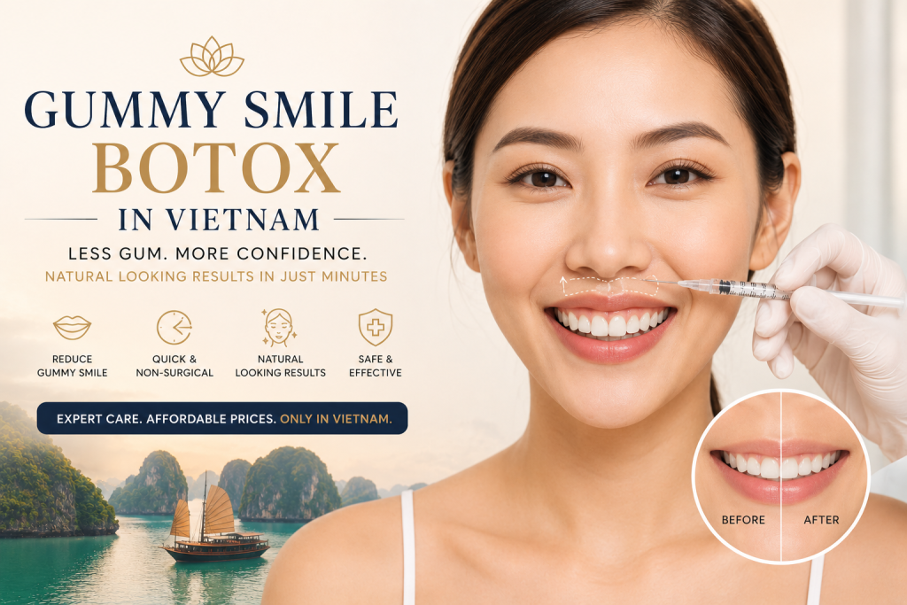 Gummy smile Botox in Vietnam treatment with non surgical lip adjustment procedure for a more balanced and confident smile