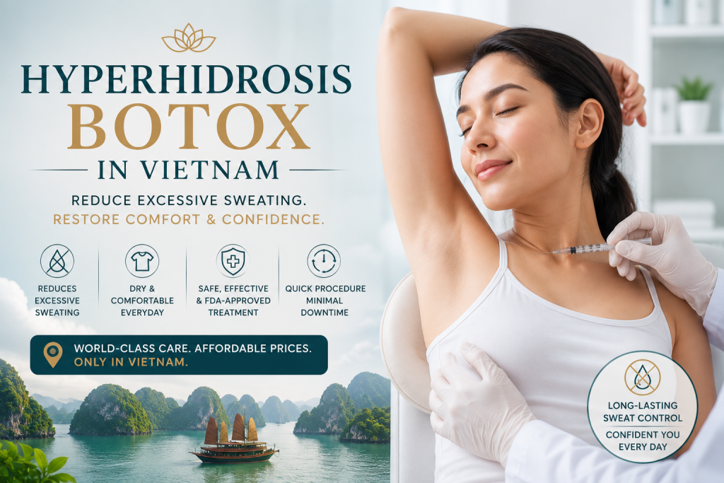 Hyperhidrosis Botox in Vietnam treatment for excessive sweating reduction with underarm Botox injection at a modern cosmetic clinic