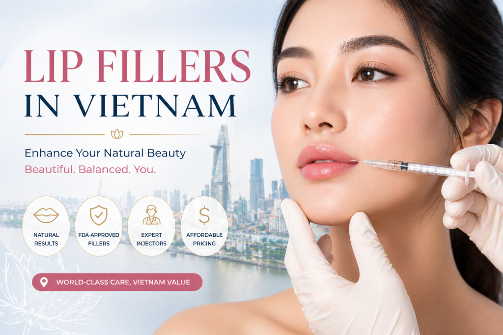 Lip fillers in Vietnam procedure with hyaluronic acid injection by expert aesthetic doctor for natural-looking lip enhancement