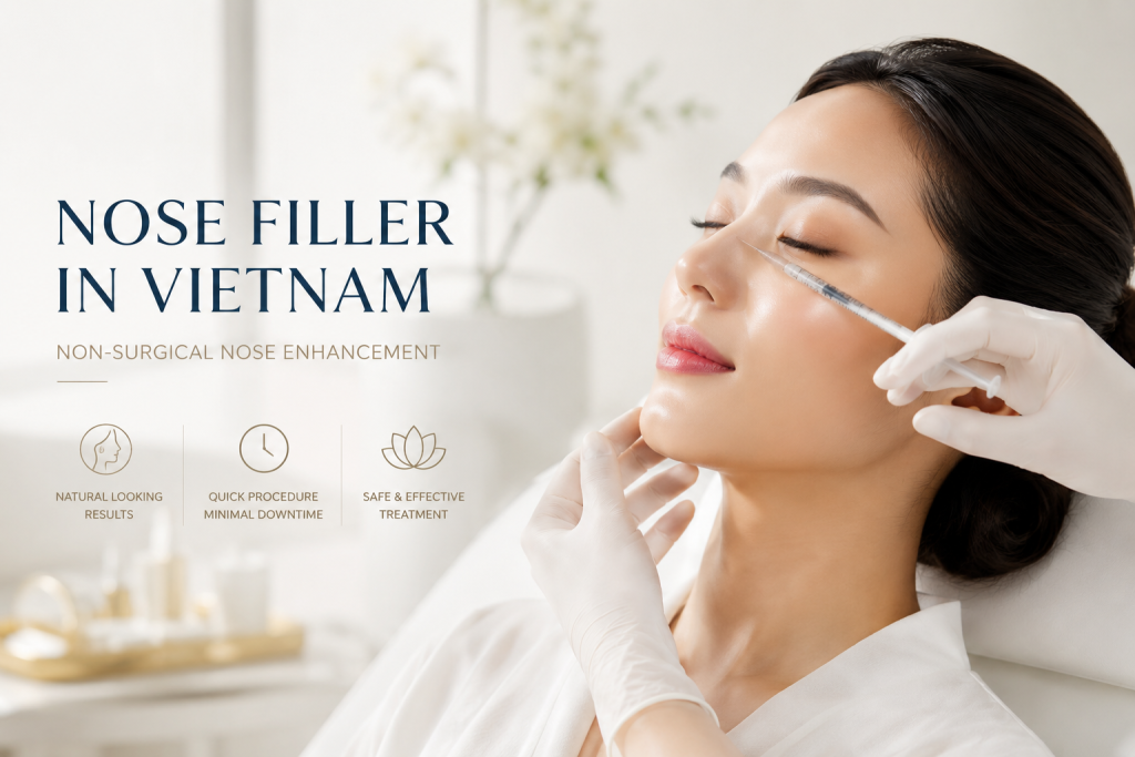 Nose filler in Vietnam procedure performed at a premium cosmetic clinic for non-surgical nose enhancement
