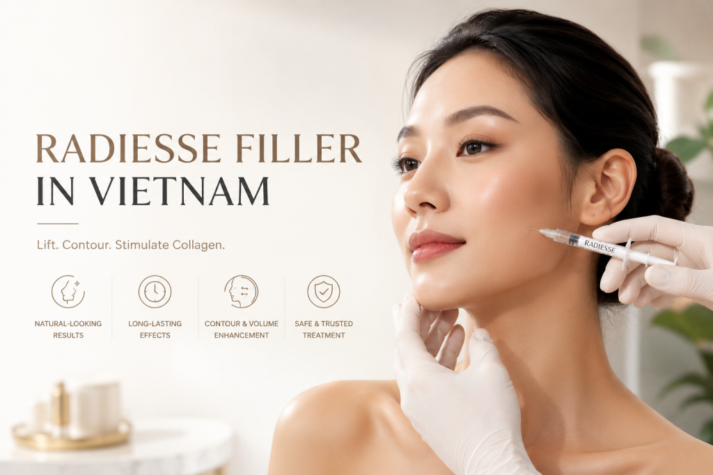 Radiesse filler in Vietnam treatment for facial contouring and collagen stimulation at a cosmetic clinic