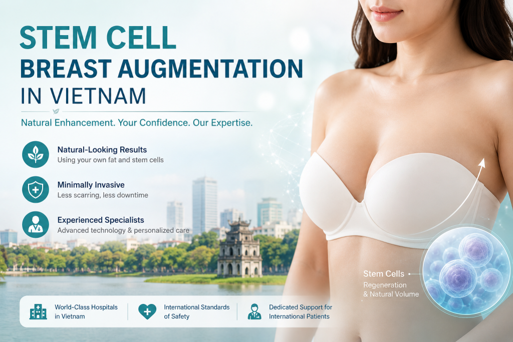Stem cell breast augmentation in Vietnam with natural-looking enhancement performed at a modern cosmetic surgery hospital for international medical tourists