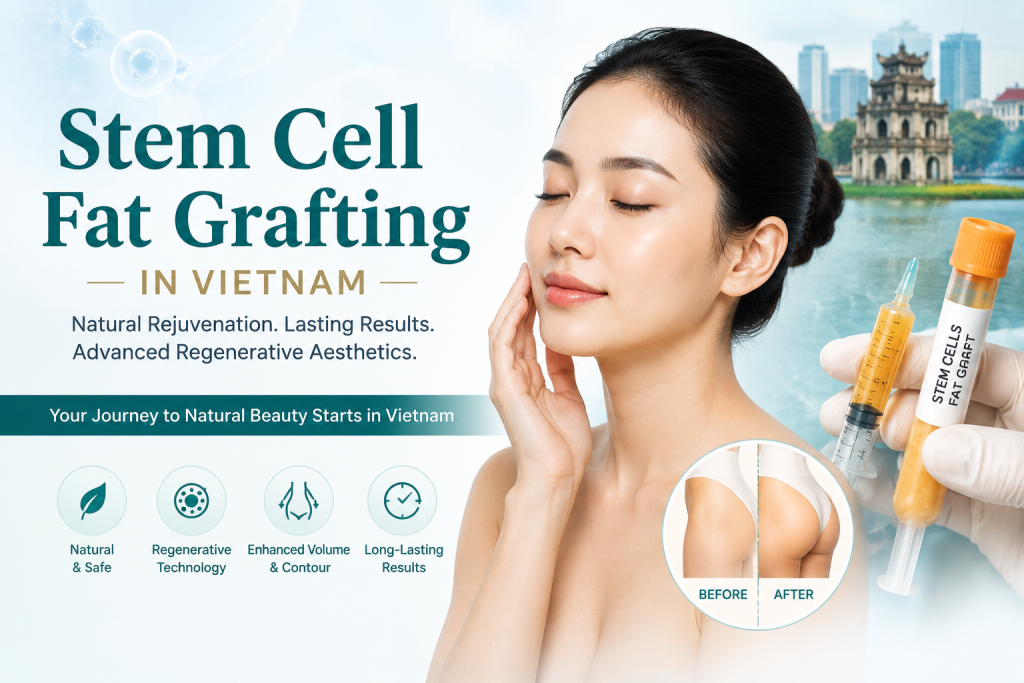 Stem cell fat grafting procedure in Vietnam featuring facial rejuvenation, regenerative aesthetics, and natural volume enhancement using advanced stem cell therapy.