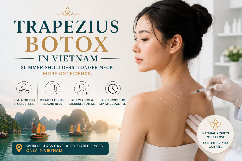 Trapezius Botox in Vietnam treatment for shoulder slimming and neck contouring with non surgical Botox injection procedure