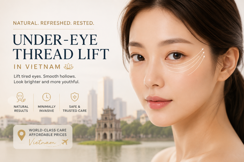 Under Eye Thread Lift in Vietnam performed for natural eye rejuvenation and youthful appearance at a cosmetic surgery clinic in Vietnam