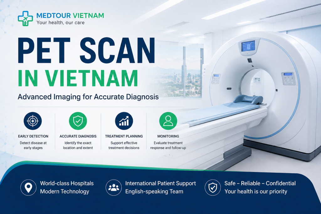 PET Scan in Vietnam at a modern hospital with advanced PET/CT scanner for accurate cancer diagnosis and medical imaging