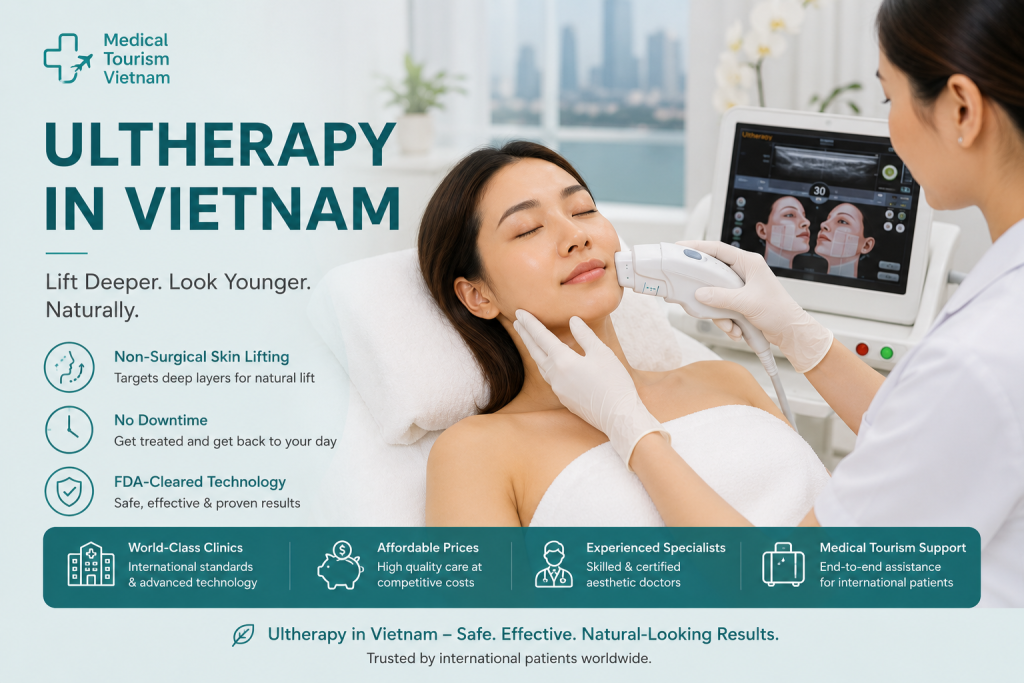 Ultherapy in Vietnam treatment performed by an experienced aesthetic specialist using FDA-cleared ultrasound technology for non-surgical facial lifting and skin tightening