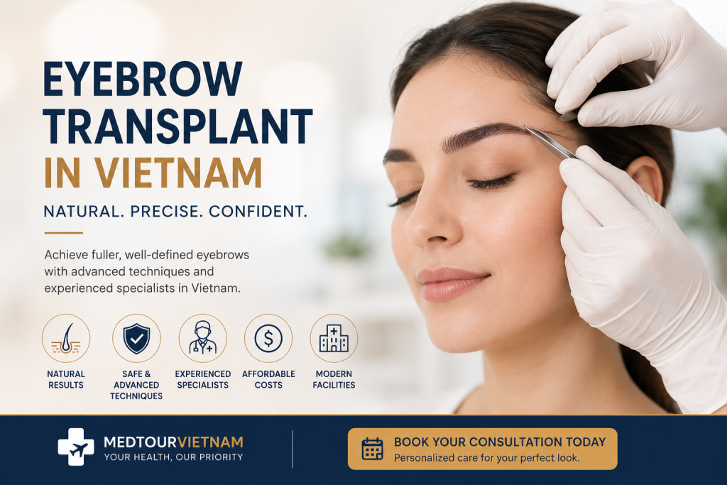 Eyebrow transplant in Vietnam performed by an experienced specialist for natural-looking, fuller eyebrows