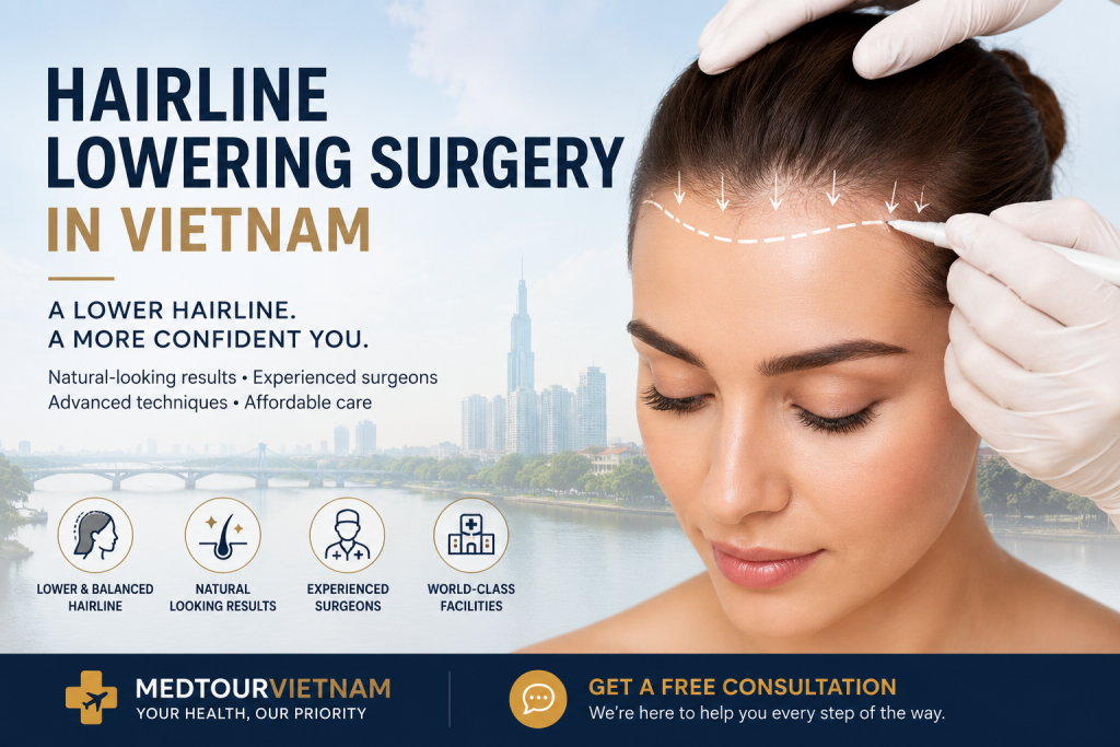 Hairline lowering surgery in Vietnam with precise surgical planning for a lower, more balanced hairline