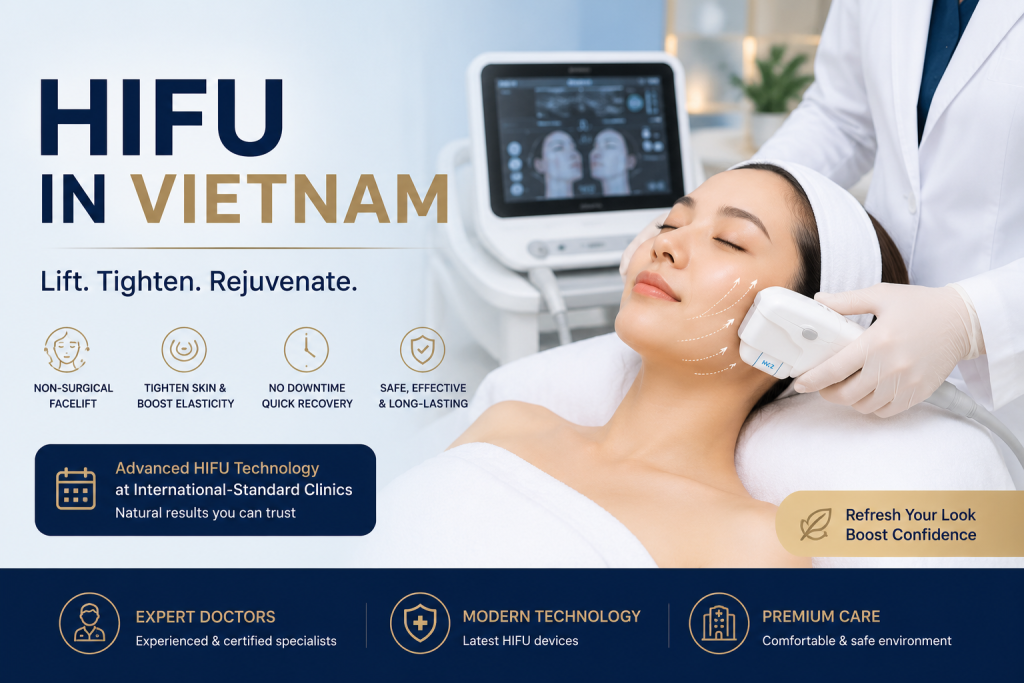 HIFU in Vietnam for non-surgical facial lifting and skin tightening at a modern cosmetic clinic