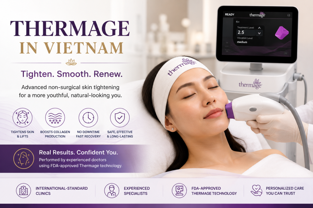 Thermage in Vietnam for non-surgical skin tightening and facial rejuvenation at a modern aesthetic clinic