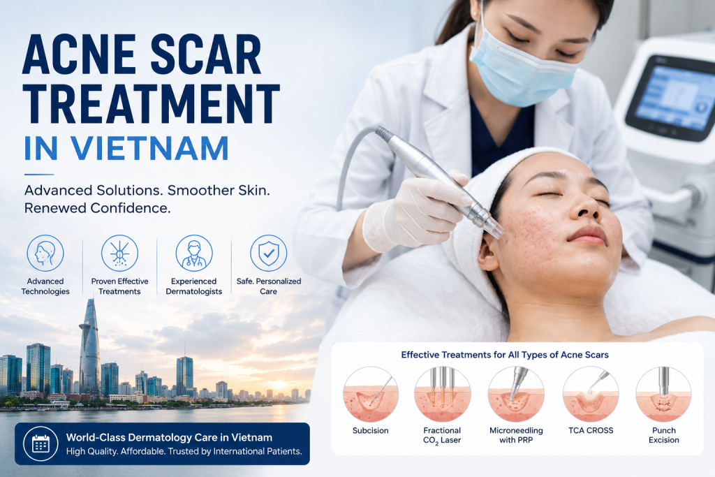 Acne scar treatment in Vietnam with advanced laser and dermatology treatments