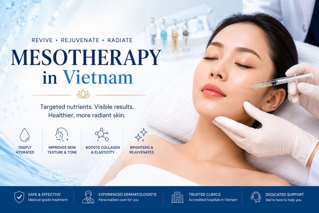 Mesotherapy in Vietnam – facial skin rejuvenation and hydration treatment at a dermatology clinic