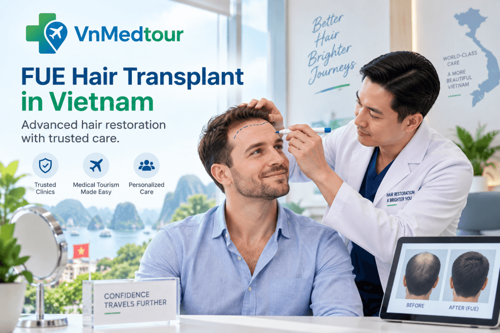 FUE hair transplant in Vietnam – advanced hair restoration treatment with an experienced doctor for international patients.